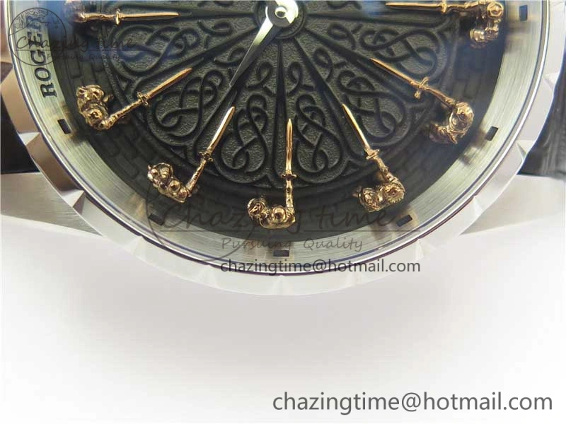 Excalibur Knights of the Round Table II SS ZF Best Edition Black Dial on Black Leather Strap MIYOTA 9015
