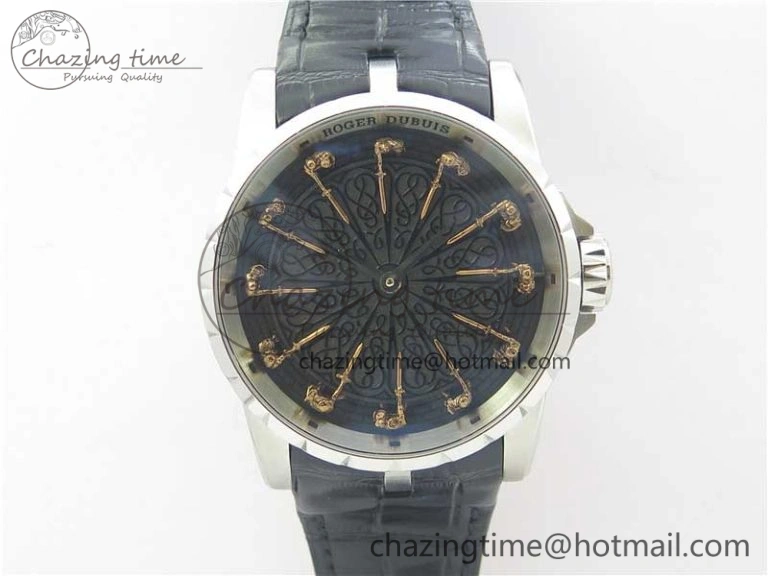 Excalibur Knights of the Round Table II SS ZF Best Edition Black Dial on Black Leather Strap MIYOTA 9015