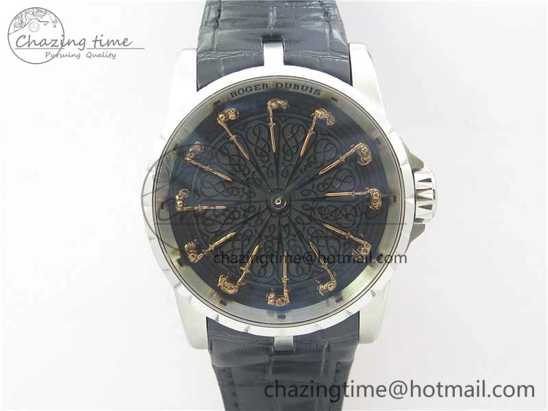 Excalibur Knights of the Round Table II SS ZF Best Edition Black Dial on Black Leather Strap MIYOTA 9015