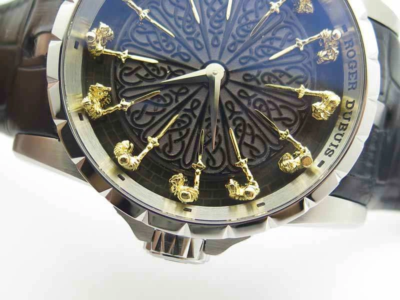 Excalibur RDDBEX0495 SS Black Dial On Black Leather Strap