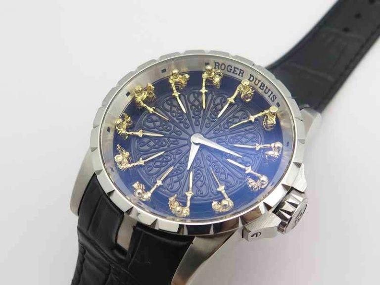 Excalibur RDDBEX0495 SS Black Dial On Black Leather Strap