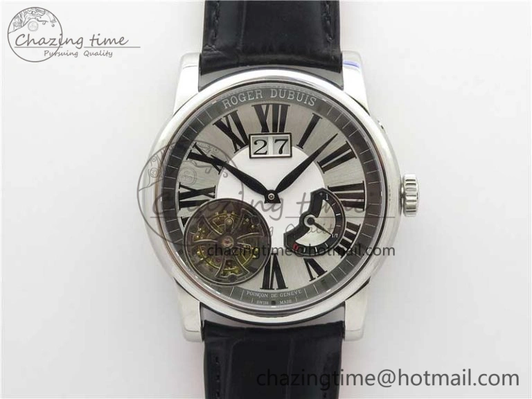 Excalibur RDDBEX0495 SS Black Dial On Black Leather Strap