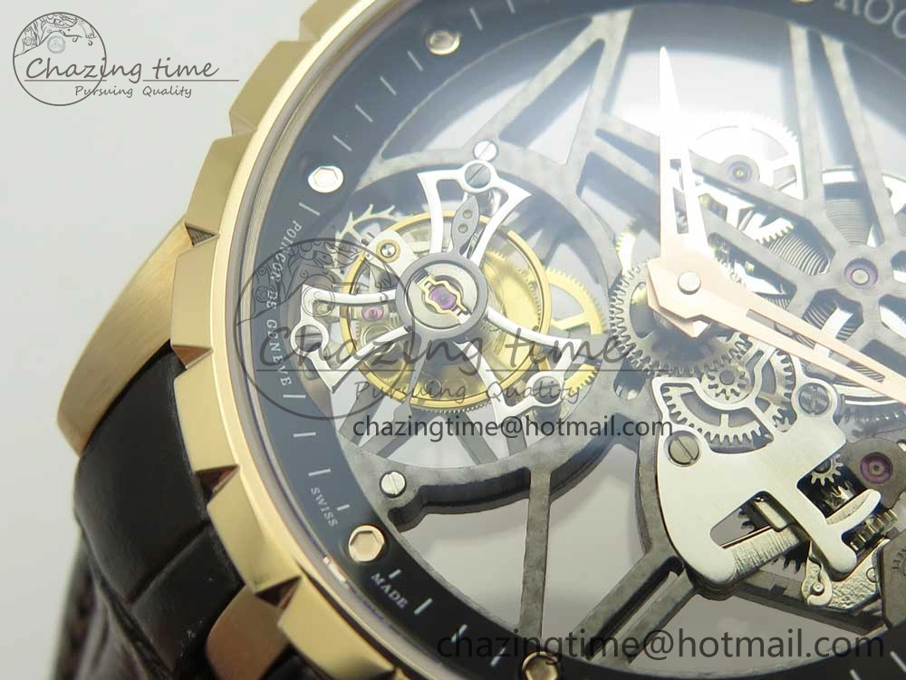 Excalibur Rddbex0392 RG BBR Best Edition Skeleton Dial on Brown Leather Strap A2136 Tourbillon