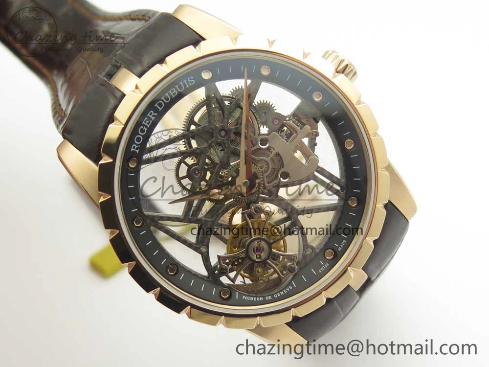 Excalibur Rddbex0392 RG BBR Best Edition Skeleton Dial on Brown Leather Strap A2136 Tourbillon