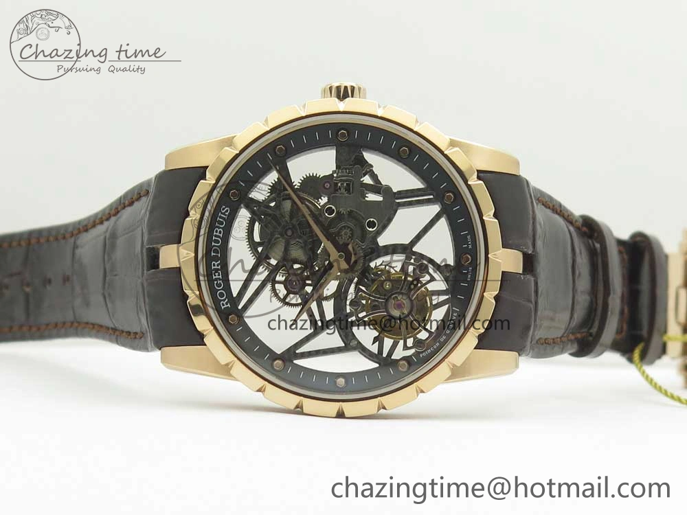 Excalibur Rddbex0392 RG BBR Best Edition Skeleton Dial on Brown Leather Strap A2136 Tourbillon