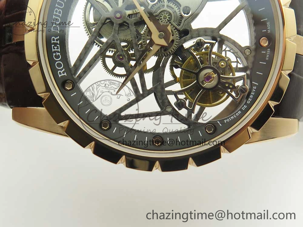 Excalibur Rddbex0392 RG BBR Best Edition Skeleton Dial on Brown Leather Strap A2136 Tourbillon