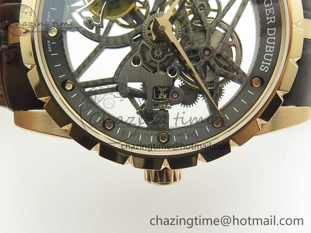 Excalibur Rddbex0392 RG BBR Best Edition Skeleton Dial on Brown Leather Strap A2136 Tourbillon