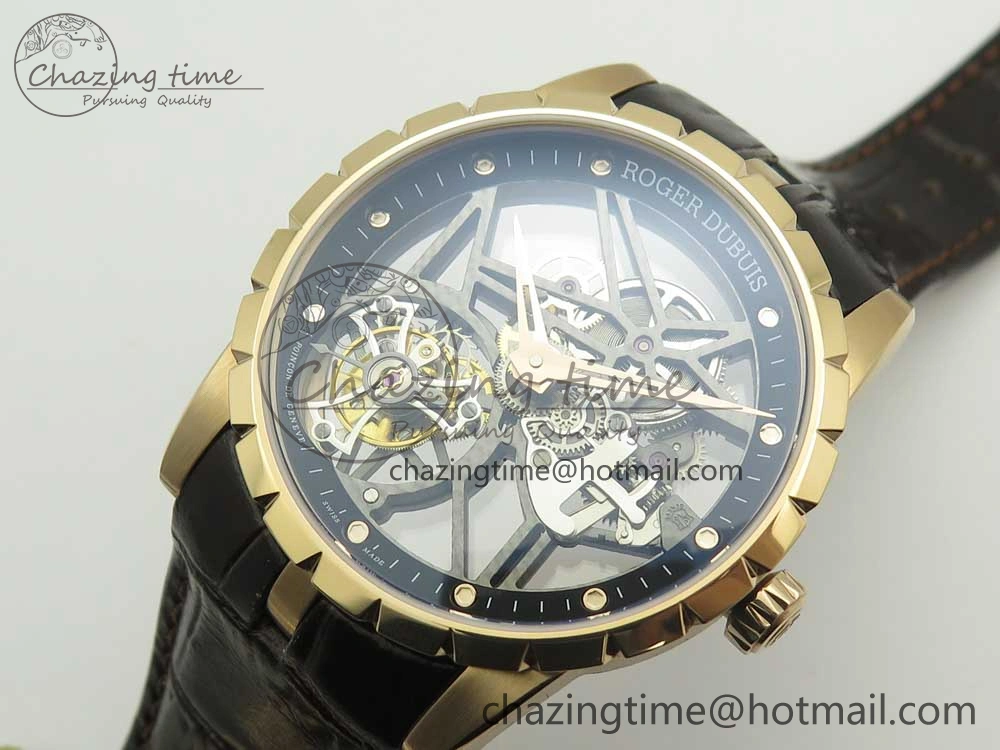 Excalibur Rddbex0392 RG BBR Best Edition Skeleton Dial on Brown Leather Strap A2136 Tourbillon