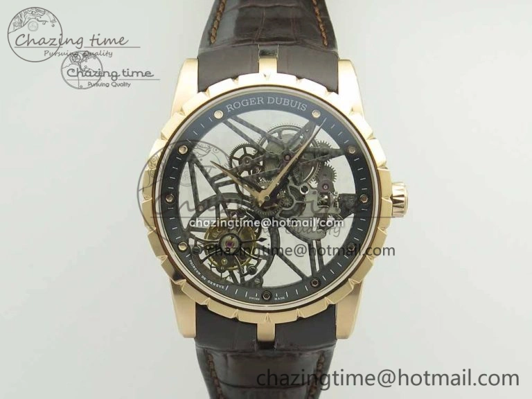 Excalibur Rddbex0392 RG BBR Best Edition Skeleton Dial on Brown Leather Strap A2136 Tourbillon