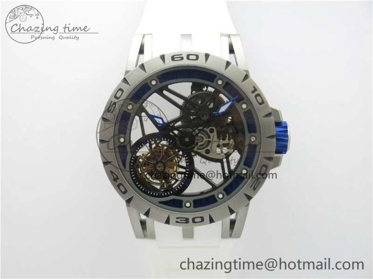 Excalibur Rddbex0393 FC BBR Best Edition Skeleton Dial on White Rubber Strap A2136 Tourbillon V2