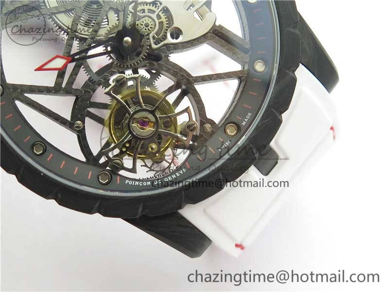 Excalibur Rddbex0393 FC BBR Best Edition Skeleton Dial on White Rubber Strap A2136 Tourbillon V2