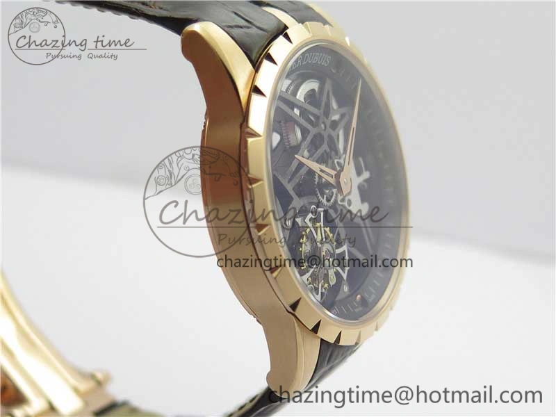 Excalibur Rddbex0393 RG BBR Best Edition Skeleton Dial on Brown Leather Strap A2136 Tourbillon V2