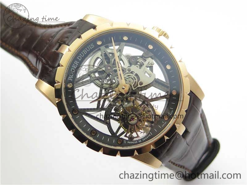 Excalibur Rddbex0393 RG BBR Best Edition Skeleton Dial on Brown Leather Strap A2136 Tourbillon V2