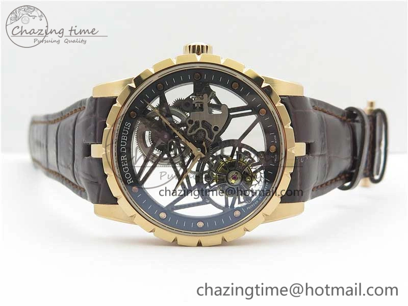 Excalibur Rddbex0393 RG BBR Best Edition Skeleton Dial on Brown Leather Strap A2136 Tourbillon V2