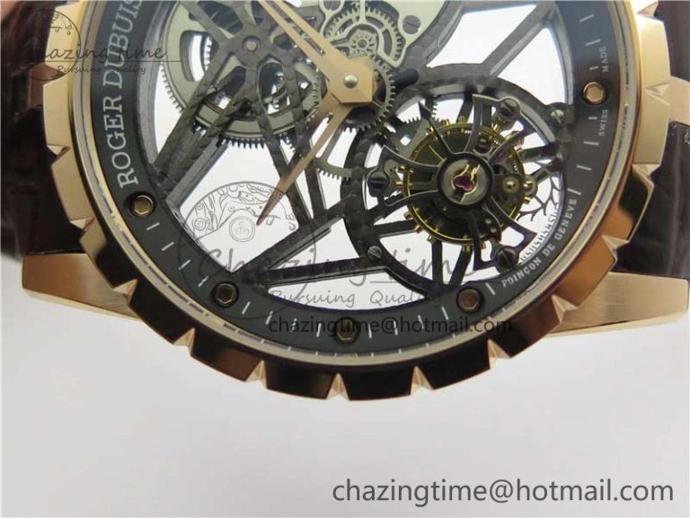 Excalibur Rddbex0393 RG BBR Best Edition Skeleton Dial on Brown Leather Strap A2136 Tourbillon V2