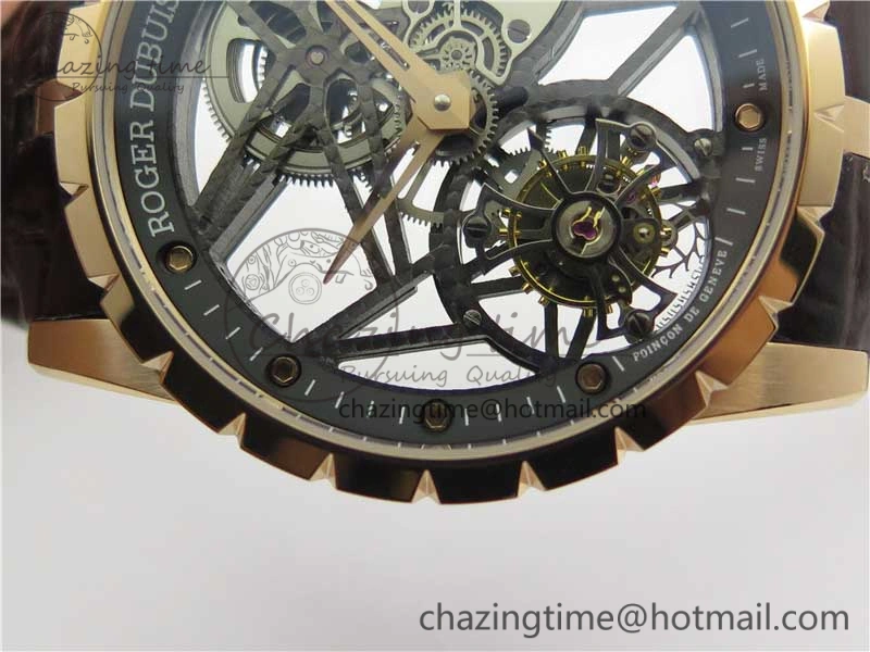 Excalibur Rddbex0393 RG BBR Best Edition Skeleton Dial on Brown Leather Strap A2136 Tourbillon V2