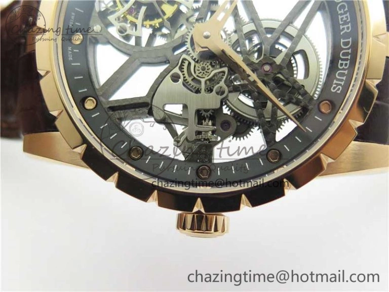 Excalibur Rddbex0393 RG BBR Best Edition Skeleton Dial on Brown Leather Strap A2136 Tourbillon V2