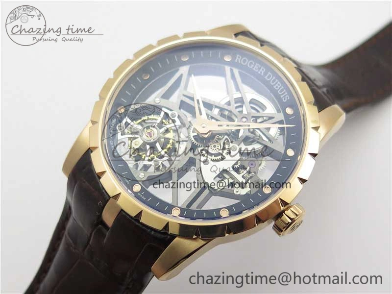 Excalibur Rddbex0393 RG BBR Best Edition Skeleton Dial on Brown Leather Strap A2136 Tourbillon V2