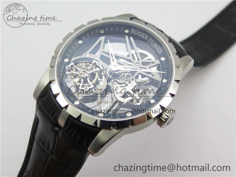 Excalibur Rddbex0393 SS BBR Best Edition Skeleton Dial on Black Leather Strap A2136 Tourbillon V2