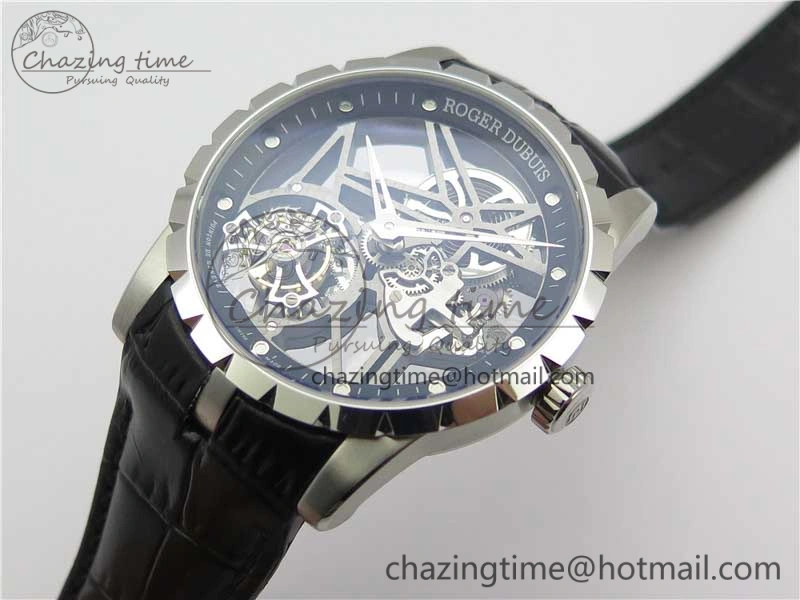 Excalibur Rddbex0393 SS BBR Best Edition Skeleton Dial on Black Leather Strap A2136 Tourbillon V2
