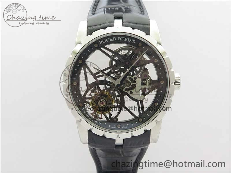 Excalibur Rddbex0393 SS BBR Best Edition Skeleton Dial on Black Leather Strap A2136 Tourbillon V2