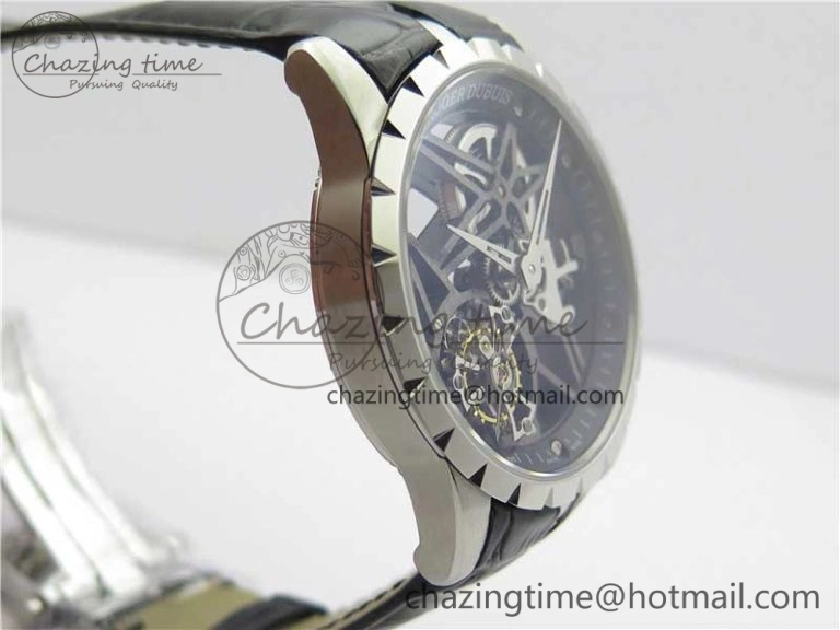 Excalibur Rddbex0393 SS BBR Best Edition Skeleton Dial on Black Leather Strap A2136 Tourbillon V2