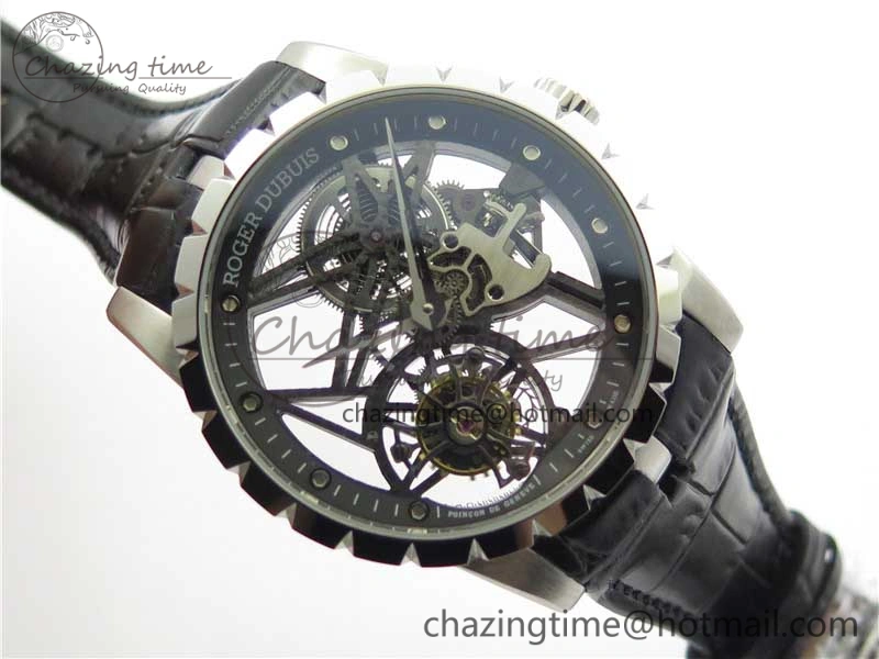 Excalibur Rddbex0393 SS BBR Best Edition Skeleton Dial on Black Leather Strap A2136 Tourbillon V2
