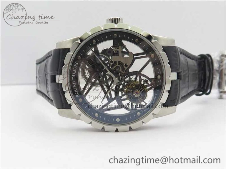 Excalibur Rddbex0393 SS BBR Best Edition Skeleton Dial on Black Leather Strap A2136 Tourbillon V2