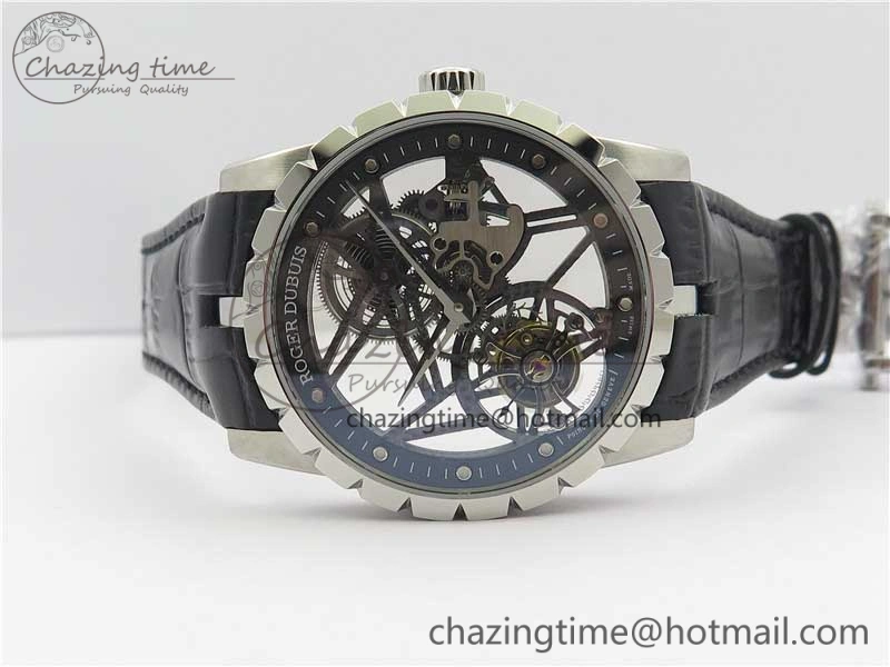 Excalibur Rddbex0393 SS BBR Best Edition Skeleton Dial on Black Leather Strap A2136 Tourbillon V2