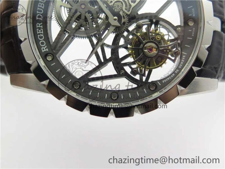 Excalibur Rddbex0393 SS BBR Best Edition Skeleton Dial on Black Leather Strap A2136 Tourbillon V2
