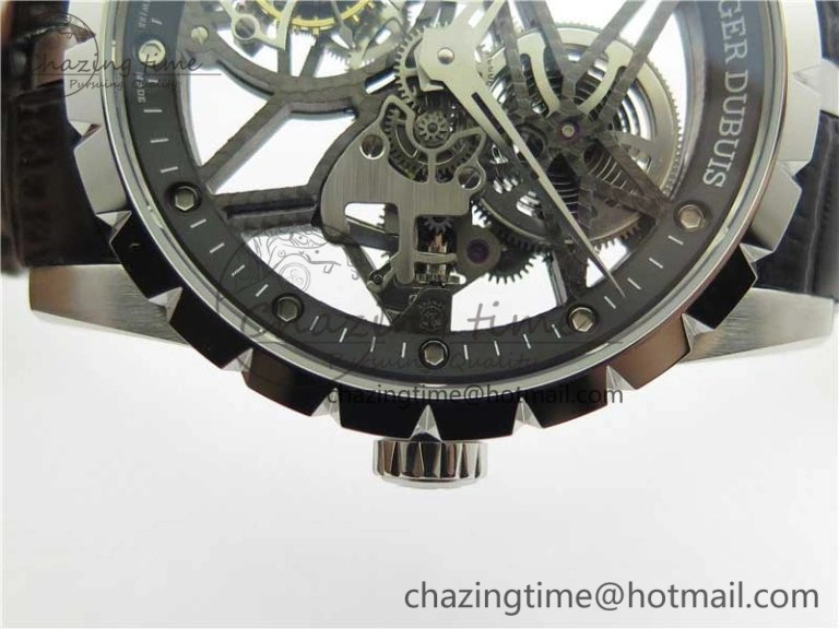 Excalibur Rddbex0393 SS BBR Best Edition Skeleton Dial on Black Leather Strap A2136 Tourbillon V2