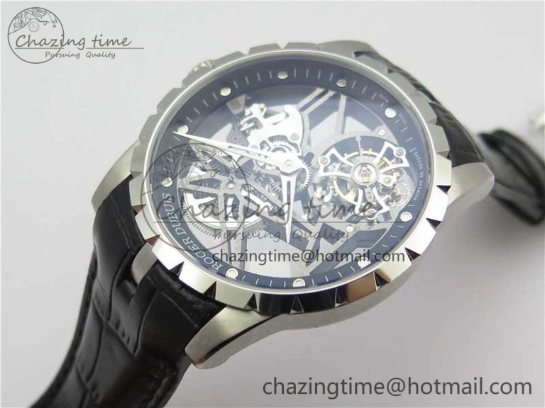 Excalibur Rddbex0393 SS BBR Best Edition Skeleton Dial on Black Leather Strap A2136 Tourbillon V2