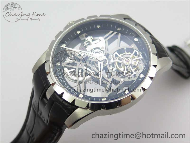 Excalibur Rddbex0393 SS BBR Best Edition Skeleton Dial on Black Leather Strap A2136 Tourbillon V2