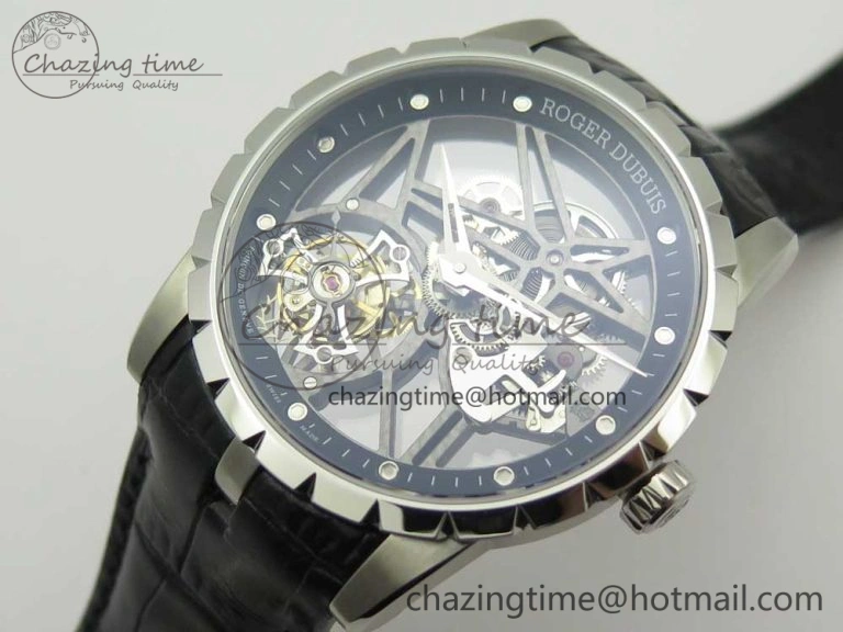 Excalibur Rddbex0393 SS BBR Best Edition Skeleton Dial on Black Leather Strap A2136 Tourbillon