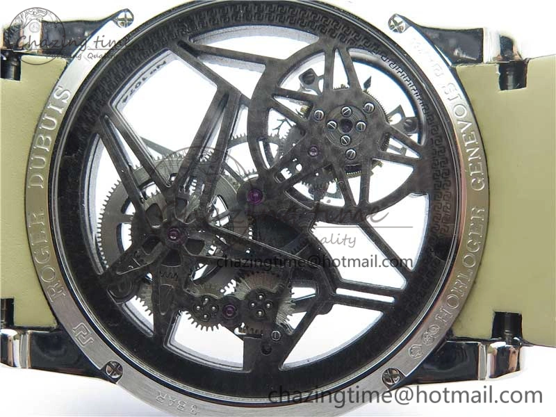 Excalibur Rddbex0393 SS Crystal Bezel BBR Best Edition Skeleton Dial on Black Leather Strap A2136 Tourbillon V2