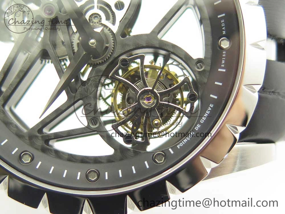 Excalibur Rddbex0393 SS JBF Best Edition Skeleton Dial on Black Leather Strap A2136 Tourbillon