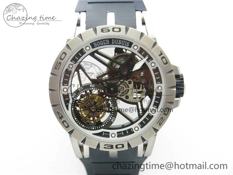 Excalibur Rddbex0479 SS JBF Best Edition Skeleton Dial on Black Rubber Strap Tourbillon