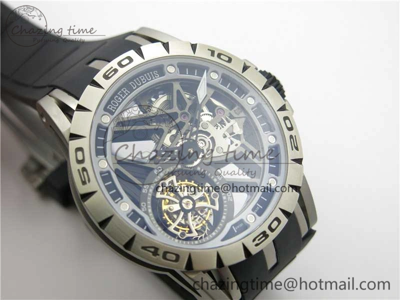 Excalibur Rddbex0479 SS JBF Best Edition Skeleton Dial on Black Rubber Strap Tourbillon