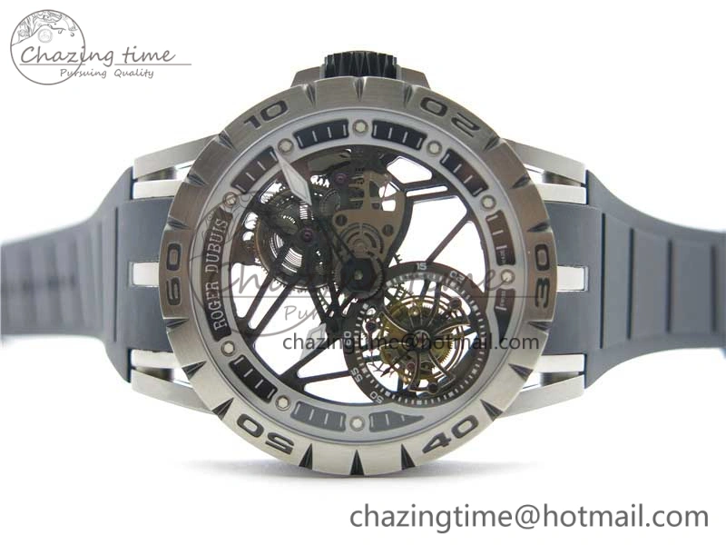 Excalibur Rddbex0479 SS JBF Best Edition Skeleton Dial on Black Rubber Strap Tourbillon