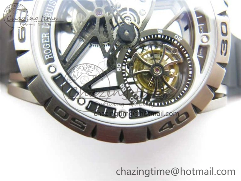 Excalibur Rddbex0479 SS JBF Best Edition Skeleton Dial on Black Rubber Strap Tourbillon