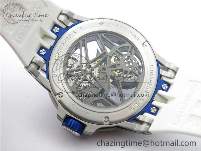 Excalibur Rddbex0479 SS JBF Best Edition Skeleton Dial on White Rubber Strap Tourbillon