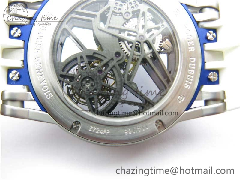 Excalibur Rddbex0479 SS JBF Best Edition Skeleton Dial on White Rubber Strap Tourbillon