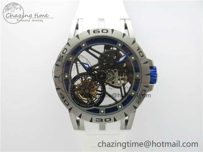 Excalibur Rddbex0479 SS JBF Best Edition Skeleton Dial on White Rubber Strap Tourbillon
