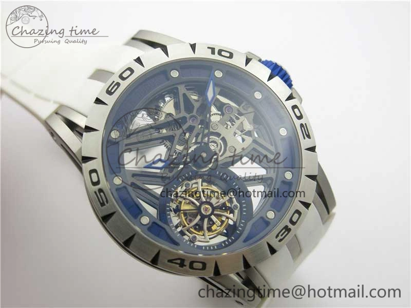 Excalibur Rddbex0479 SS JBF Best Edition Skeleton Dial on White Rubber Strap Tourbillon