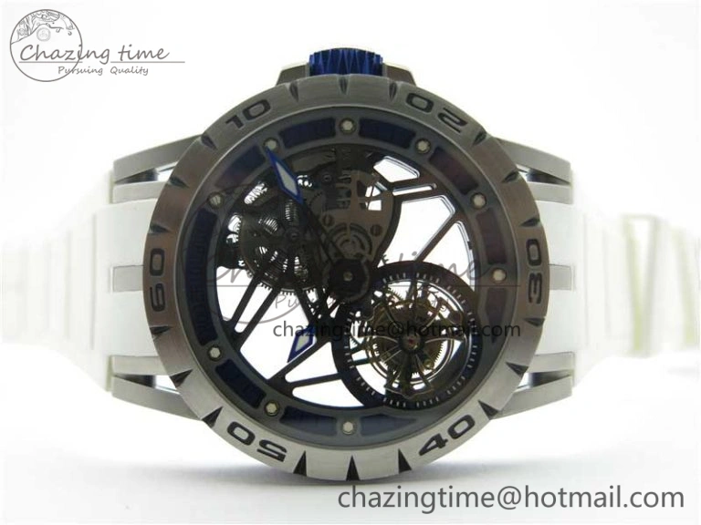 Excalibur Rddbex0479 SS JBF Best Edition Skeleton Dial on White Rubber Strap Tourbillon