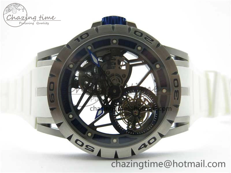 Excalibur Rddbex0479 SS JBF Best Edition Skeleton Dial on White Rubber Strap Tourbillon