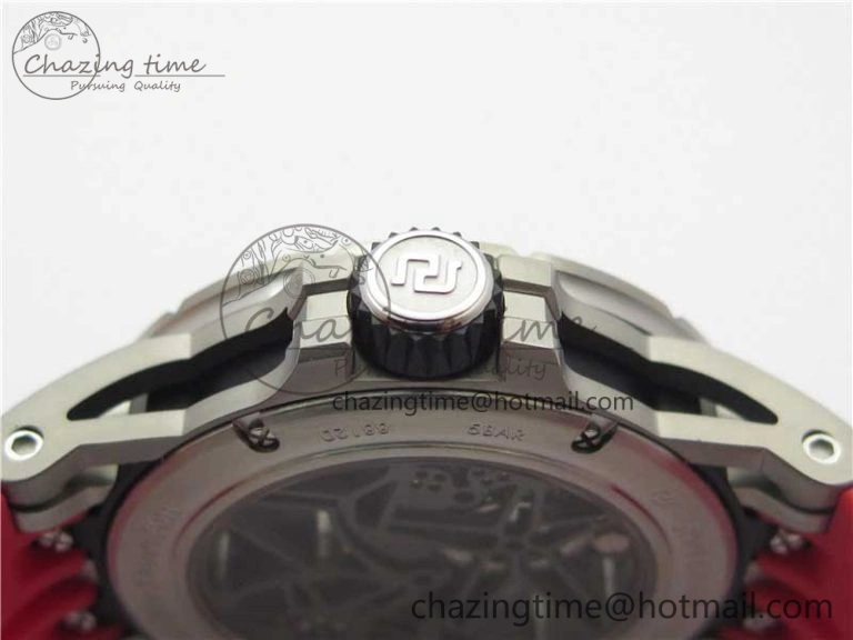 Excalibur Sports Tourbillon SS JBF Best Edition Skeleton Black Dial on Red Rubber Strap