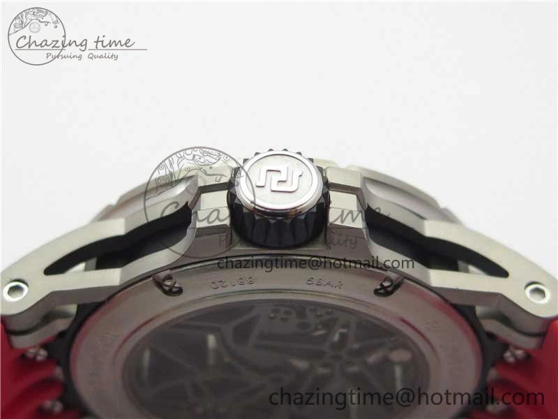 Excalibur Sports Tourbillon SS JBF Best Edition Skeleton Black Dial on Red Rubber Strap