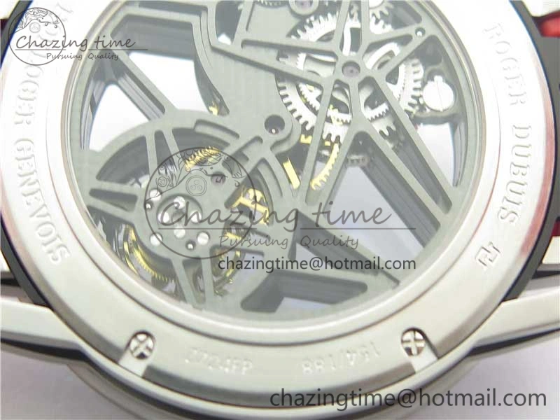 Excalibur Sports Tourbillon SS JBF Best Edition Skeleton Black Dial on Red Rubber Strap