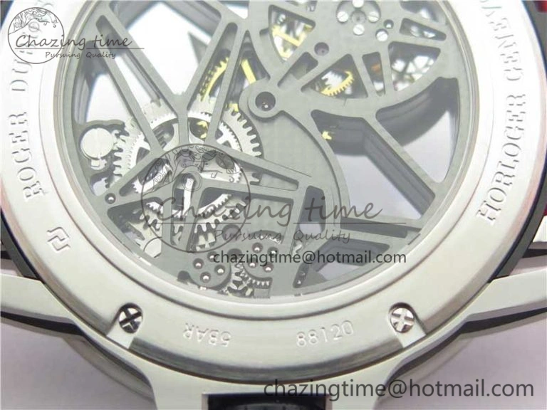 Excalibur Sports Tourbillon SS JBF Best Edition Skeleton Black Dial on Red Rubber Strap